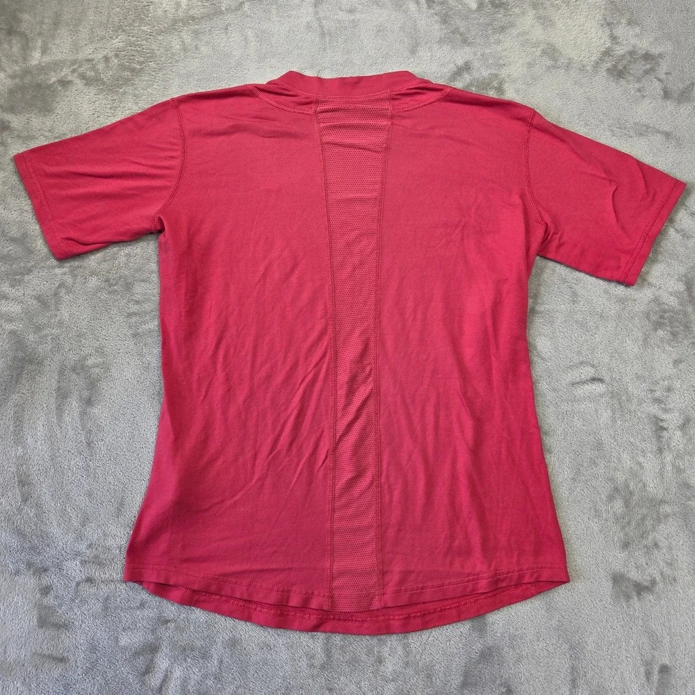 Nike Fit DRY Womens Red Short Sleeve Mesh Back Athletic Shirt Size L Athleisure